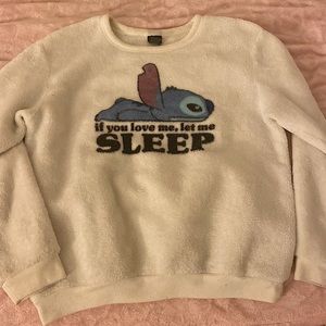 White Pj Stitch Sweater “if you love me, let me sleep”